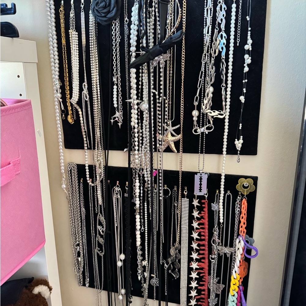 40 piece Jewelry Collection with 2 velvet wall hanger organizer